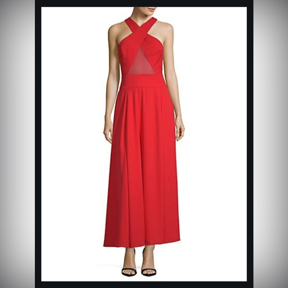Tomato Red Side Slit Maisie Cross Gown by Fame & Partners Sz US 6